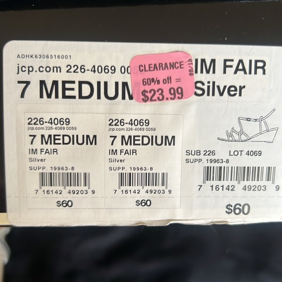 NWT Original Box I. Miller Two-Tone Silver Strappy Dressy Wedges. Size 7 - Picture 10 of 10